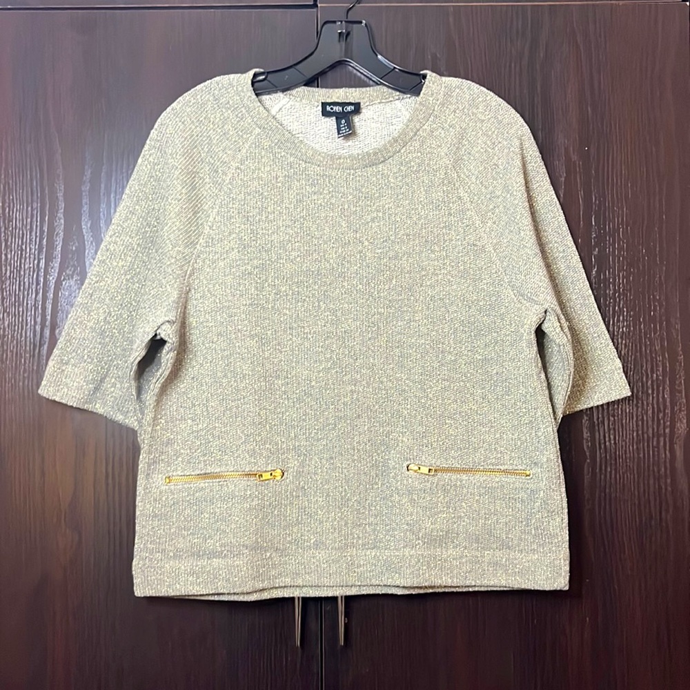 Ronen Chen knitted top with gold accents , size 0 - fits more like a small/med.